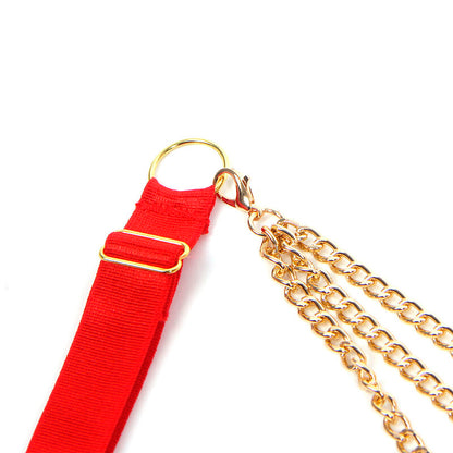 SUBBLIME - 955526 BRA SET WITH CHAINS AND MESH HEART RED L/XL