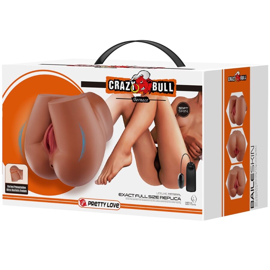 CRAZY BULL - BERNACE ASS VIBRATOR MIT REALISTISCHER VAGINA UND ANUS-FLEISCH-FERNBEDIENUNG