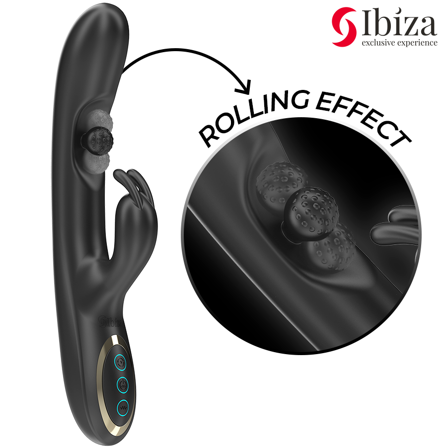 IBIZA - LEISTUNGSSTARKER RABBIT-VIBRATOR MIT MASSAGE-ROLLENPERLE