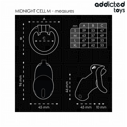 ADDICTED TOYS LOCKED - MINDNIGHT CELL PENISKÄFIG 4,2 CM GRÖSSE M