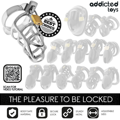ADDICTED TOYS LOCKED - SILVER LOCK PENIS CAGE METAL SIZE M