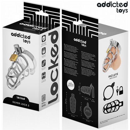 ADDICTED TOYS LOCKED - SILVER LOCK METAL PENIS CAGE SIZE S