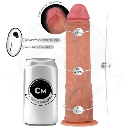 COCK MILLER - REALISTISCHER DILDO MIT SAUGNAP UND VIBRATION MIT FERNBEDIENUNG 21,5 CM
