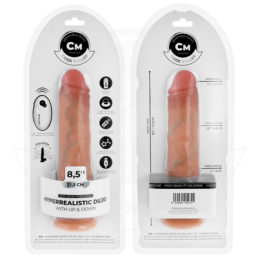 COCK MILLER - HYPERREALISTISCHER DILDO MIT SAUGNÄPFEN UND STOSSFUNKTION MIT FERNBEDIENUNG 21,5 CM