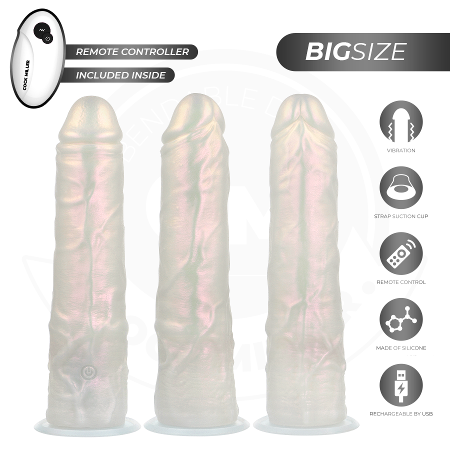 COCK MILLER - DILDO MIT SAUGNÄPFEN, LICHTERN UND VIBRATION MIT FERNBEDIENUNG WEISS 21,5 CM