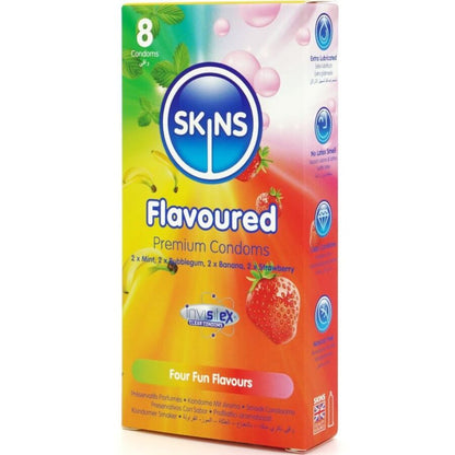 SKINS - PREMIUM-KONDOME MIT VERSCHIEDENEN AROMEN, 8ER-PACK