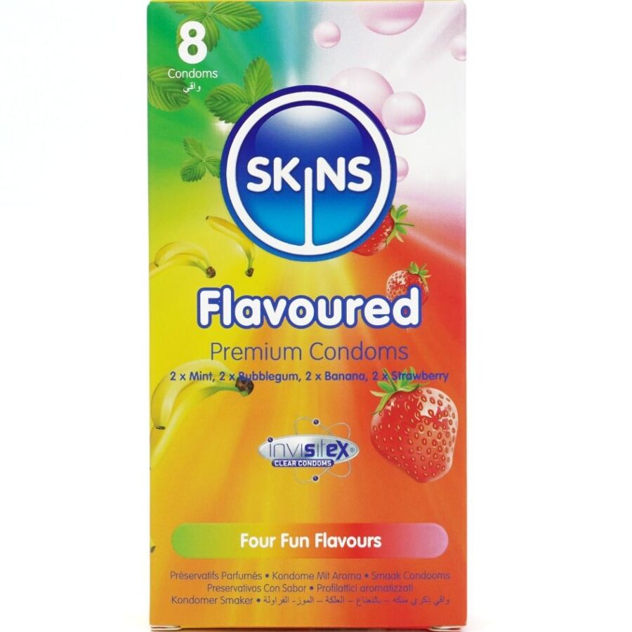SKINS - PREMIUM-KONDOME MIT VERSCHIEDENEN AROMEN, 8ER-PACK