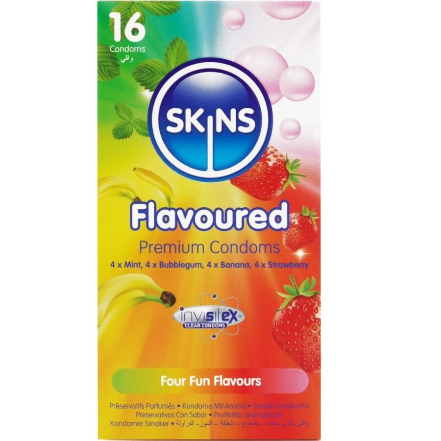 SKINS - PREMIUM-KONDOME MIT VERSCHIEDENEN AROMEN, 16ER-PACK