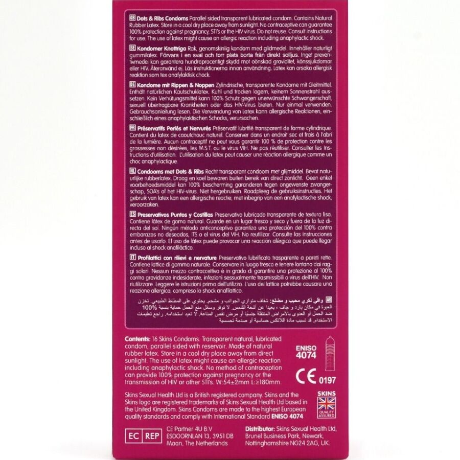SKINS - DOTS & RIBS PREMIUM CONDOMS PACK 16