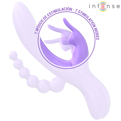 INTENSE - MIKO DREIFACHVIBRATOR RABBIT &amp; STIMULATOR &amp; ANAL 7 VIBRATIONEN LILA