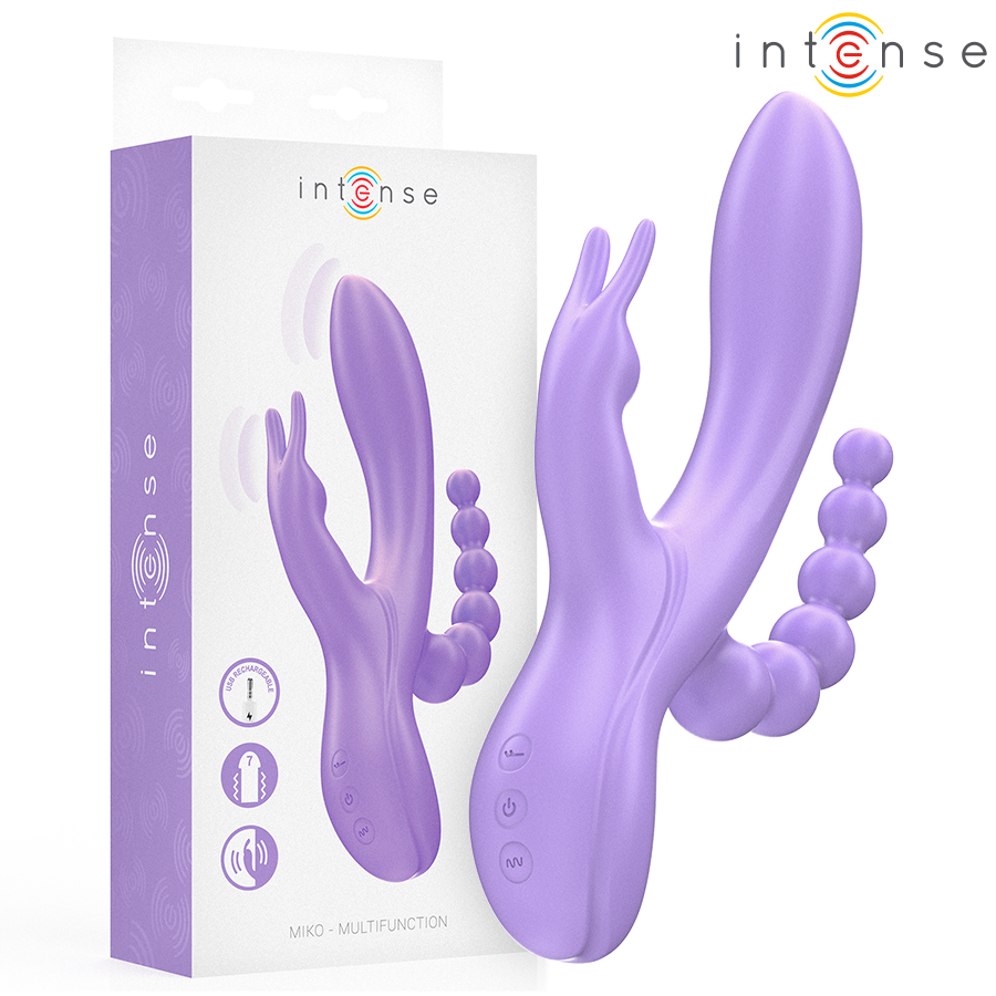 INTENSE - MIKO DREIFACHVIBRATOR RABBIT &amp; STIMULATOR &amp; ANAL 7 VIBRATIONEN LILA