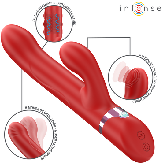 INTENSE - LELE MULTIFUNKTIONSVIBRATOR ROTIEREND &amp; OSZILLATION &amp; STIMULATION ROT