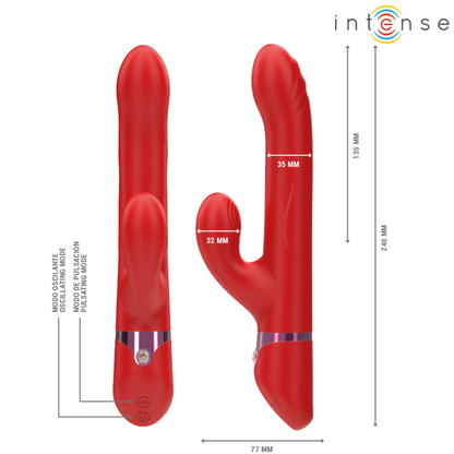 INTENSE - LELE MULTIFUNKTIONSVIBRATOR ROTIEREND &amp; OSZILLATION &amp; STIMULATION ROT