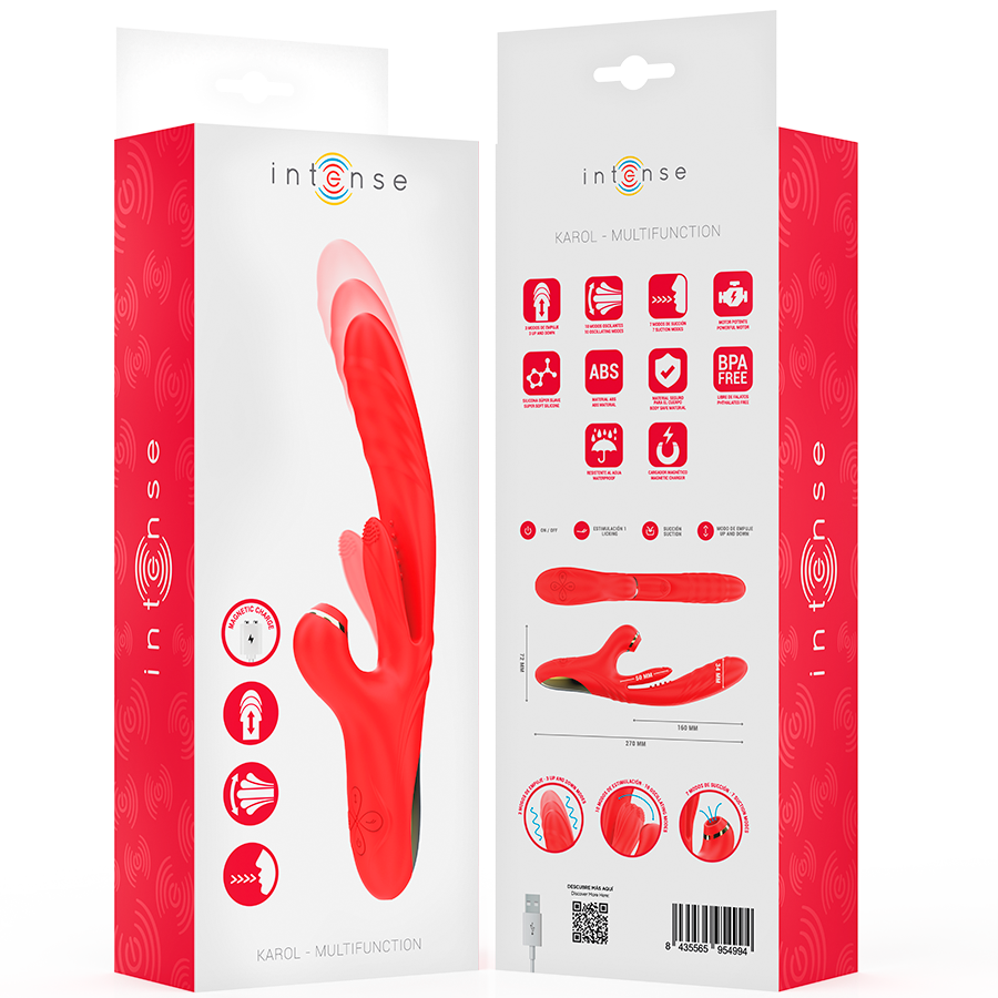 INTENSE - KAROL MULTIFUNKTIONSVIBRATOR STOSS &amp; STIMULATION &amp; STIMULIERENDE WELLEN ROT