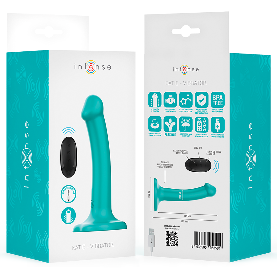 INTENSE - KATIE VIBRATOR MIT SAUGNÄPFEN 10 VIBRATIONEN BLAU FERNBEDIENUNG