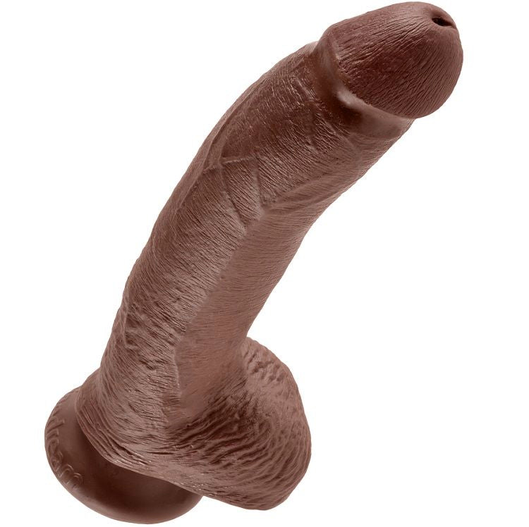 KING COCK - 9 DILDO BRAUN MIT KUGELN 22,9 CM