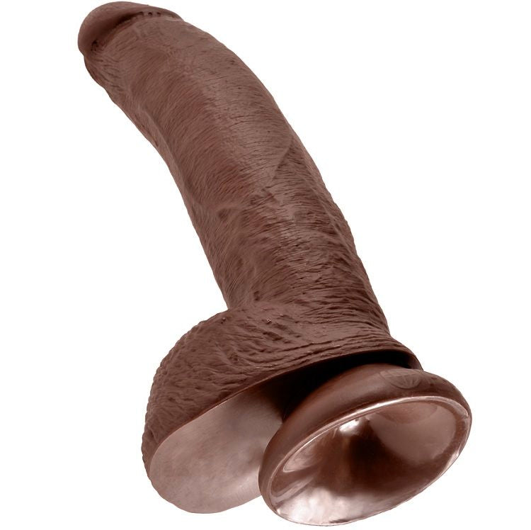 KING COCK - 9 DILDO BRAUN MIT KUGELN 22,9 CM