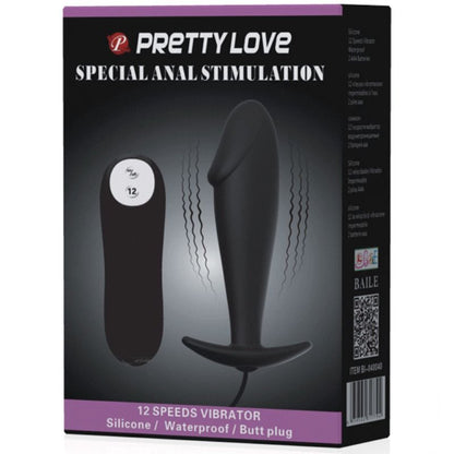 PRETTY LOVE - SILIKON-ANALPLUG-PENISFORM UND 12 VIBRATIONSMODI SCHWARZ