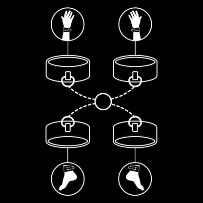 FETISCH DEVOT - SET AUS HAND- UND FUßSCHELLEN MIT NOPREN-FUTTER