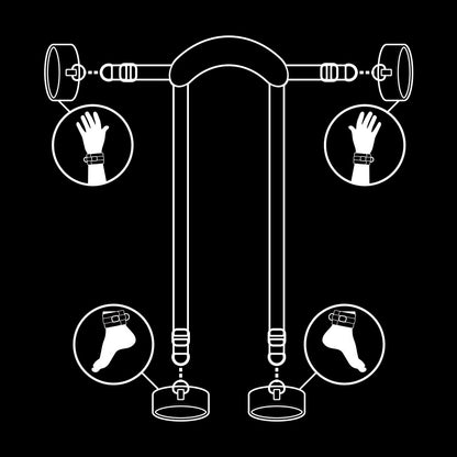 FETISCH DEVOT - MASTER POSITION MIT 4 NOPRENE-GEFÜTTERTEN HANDSCHELLEN