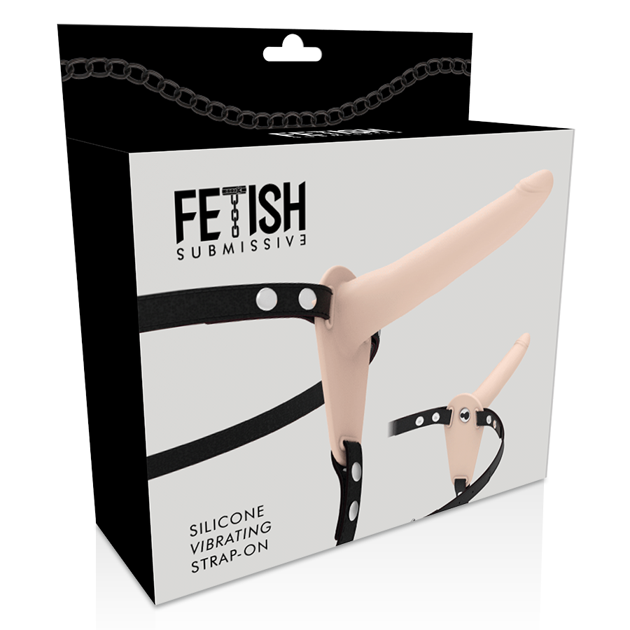 FETISCH DEVOT-HARNESS - HAUTFARBENES SILIKONVIBRATOR 15 CM