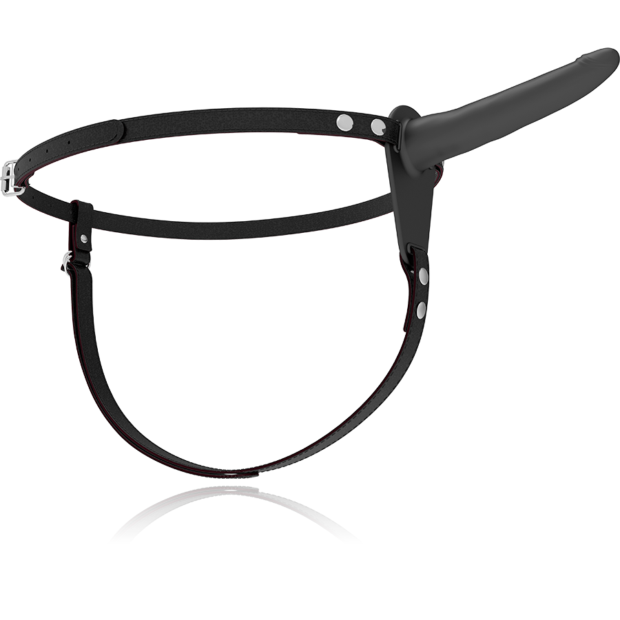 FETISCH DEVOT-HARNESS - SCHWARZER SILIKONVIBRATOR 15 CM