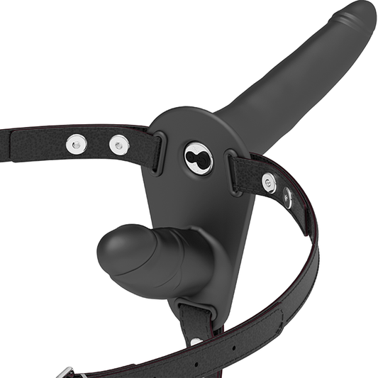FETISCH-UNTERWÜRFIGER HARNESS - DOPPELPENETRATION SCHWARZER VIBRATOR