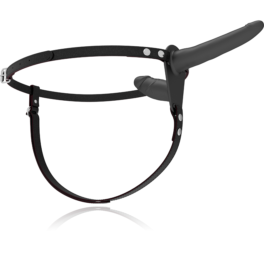 FETISCH-UNTERWÜRFIGER HARNESS - DOPPELPENETRATION SCHWARZER VIBRATOR