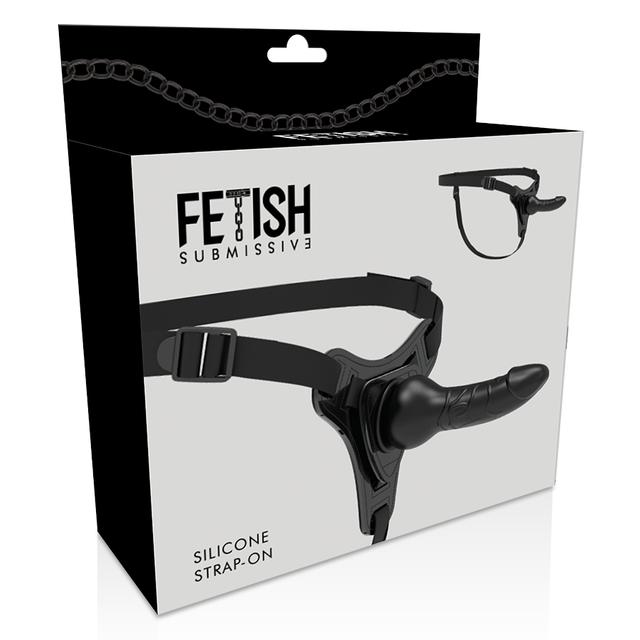 FETISCH DEVOT-HARNESS - SCHWARZES SILIKON REALISTISCH 16 CM