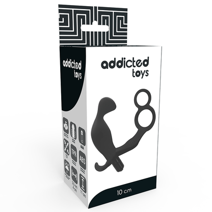 ADDICTED TOYS - ANALPLUG MIT DOPPEL-PENISRING UND HODEN SCHWARZ