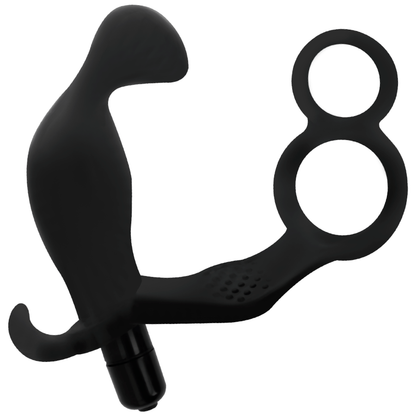 ADDICTED TOYS - ANALPLUG MIT DOPPEL-PENISRING UND HODEN SCHWARZ
