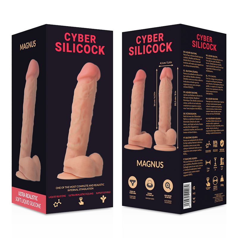 CYBER SILICOCK - STRAP-ON MAGNUS FLÜSSIGSILIKON MIT 3 RINGEN GRATIS 20,5 CM -O- 4,1 CM