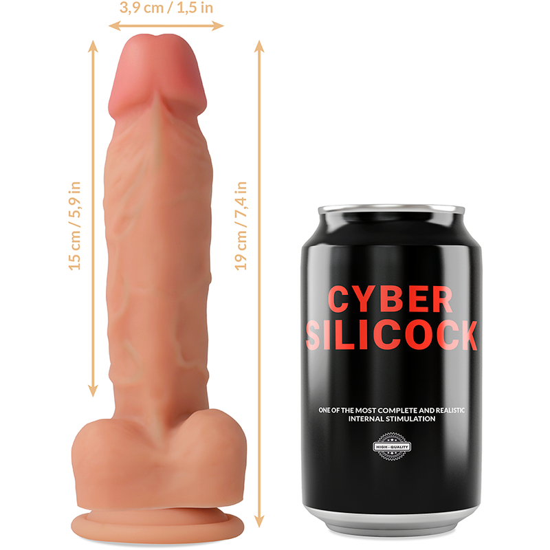 CYBER SILICOCK - STRAP-ON FLÜSSIGSILIKON OLIVER MIT 3 RINGEN GRATIS 19 CM -O- 3,9 CM