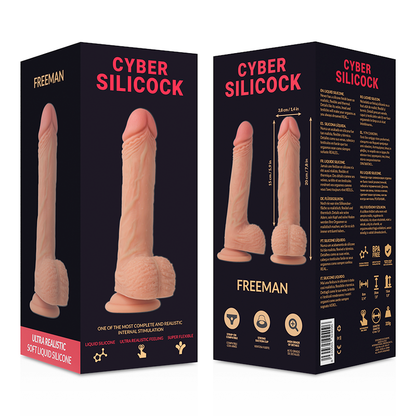 CYBER SILICOCK - STRAP-ON FREEMAN FLÜSSIGSILIKON MIT 3 RINGEN GRATIS 20 CM -O- 3,8 CM