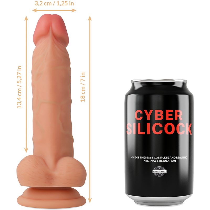 CYBER SILICOCK - STRAP-ON JUDE FLÜSSIGSILIKON MIT 3 RINGEN GRATIS 18 CM -O- 3,2 CM