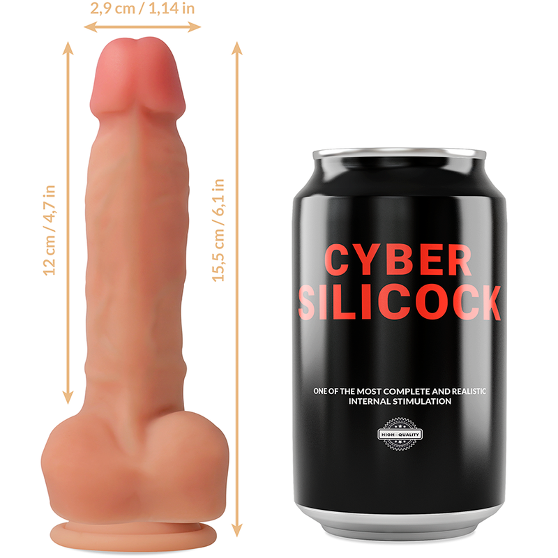 CYBER SILICOCK - STRAP-ON ANSEL MIT 3 RINGEN GRATIS 15,5 CM -O- 2,9 CM